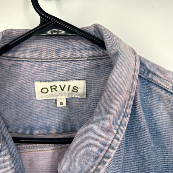 Orvis Denim Jean Jacket Pink and Blue size 18 100% Cotton - Picture 3 of 6